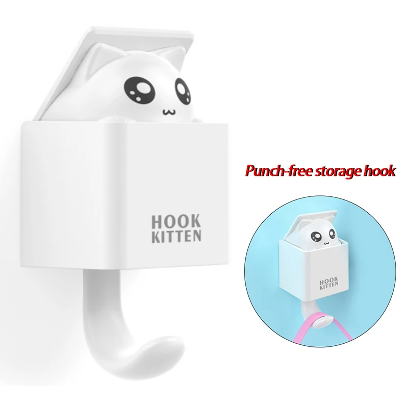 Настенный держатель для ключей с мультяшным животным и котом хранения мелочей
