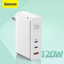 Baseus 120W GaN USB Charger QC4.0 3.0 PD3.0 Quick Charging For iPhone 12 pro Xiaomi US Charger Fast Charging For Laptop Tablet