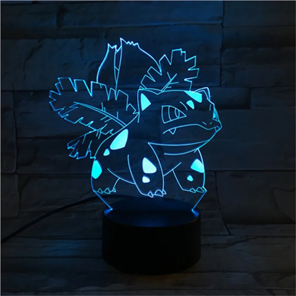 Покемон аниме 3d светодиодный ные ночные светильники Bulbasaur Charizard Сквиртл Mewtu