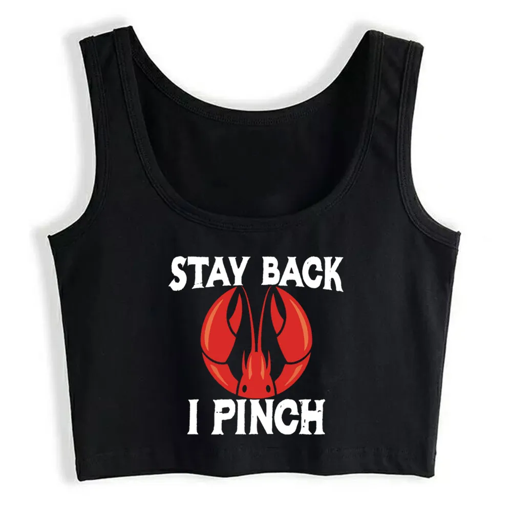 

Crop Top Female Stay Back I Pinch Comic White Print Yoga Vest Tank Top