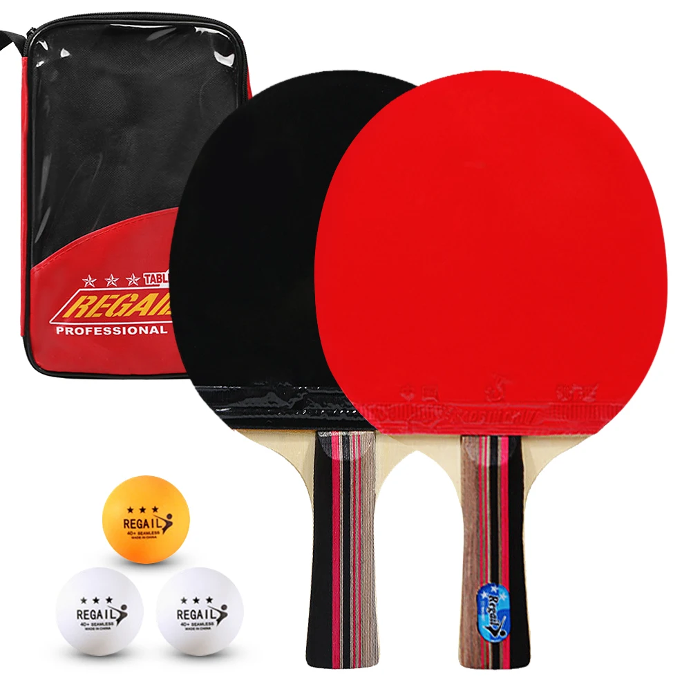 

Ping Pong Paddles Quality Table Tennis Rackets 2 Ping Pong Bats 3 Balls Long Short Handle Ping Pong Racket Training Accessories