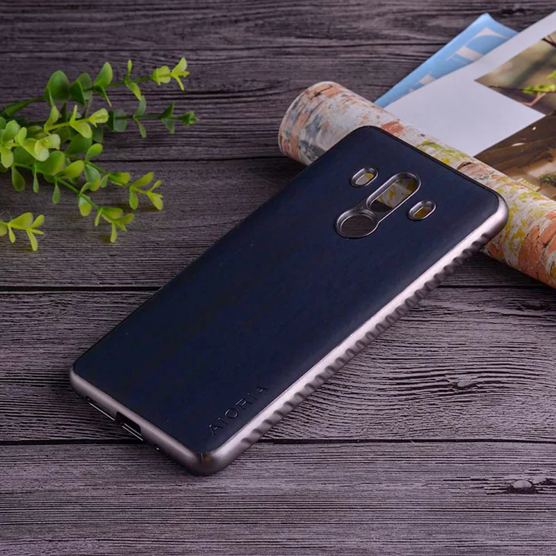 Dark blue Чехол с деревянным дизайном для huawei mate 10 pro, Мягкий ТПУ силиконовый чехол rial& wood из искусственной кожи, чехлы для huawei mate 10 Lite - Цвет: Dark blue