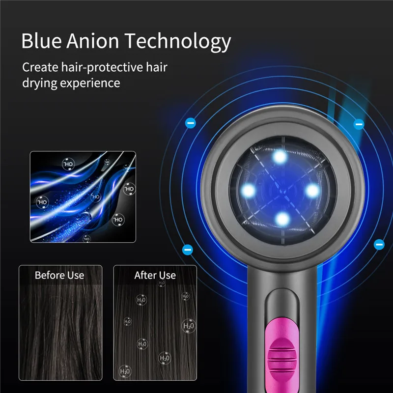 

2000W Hair Dryer Professional Hair Dryer Salon Dryer Hot Cold Wind Blue Light Negative Ionic Blower Dry Electric Hairdryer 220V