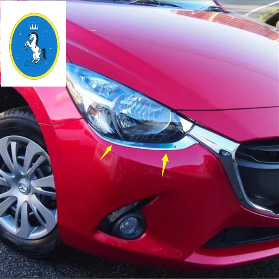 Yimaautotrims авто аксессуары передние фары лампа век брови украшения полосы крышка отделка Подходит для Mazda 2 Demio