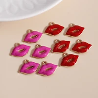 10pcs 1712mm romantic enamel red lips charms diy for necklaces pendants earrings cute girl charms jewelry making accessories