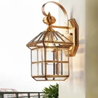 Медный Уличный настенный светильник, садовый фонарь E27, водонепроницаемый светильник, наружный светильник, лампа из полиуретана, лампа в форме бандана, стеклянный затеняющий светильник