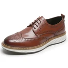 Мужские туфли-оксфорды YIGER, деловые туфли из натуральной кожи, на шнуровке, с перфорацией