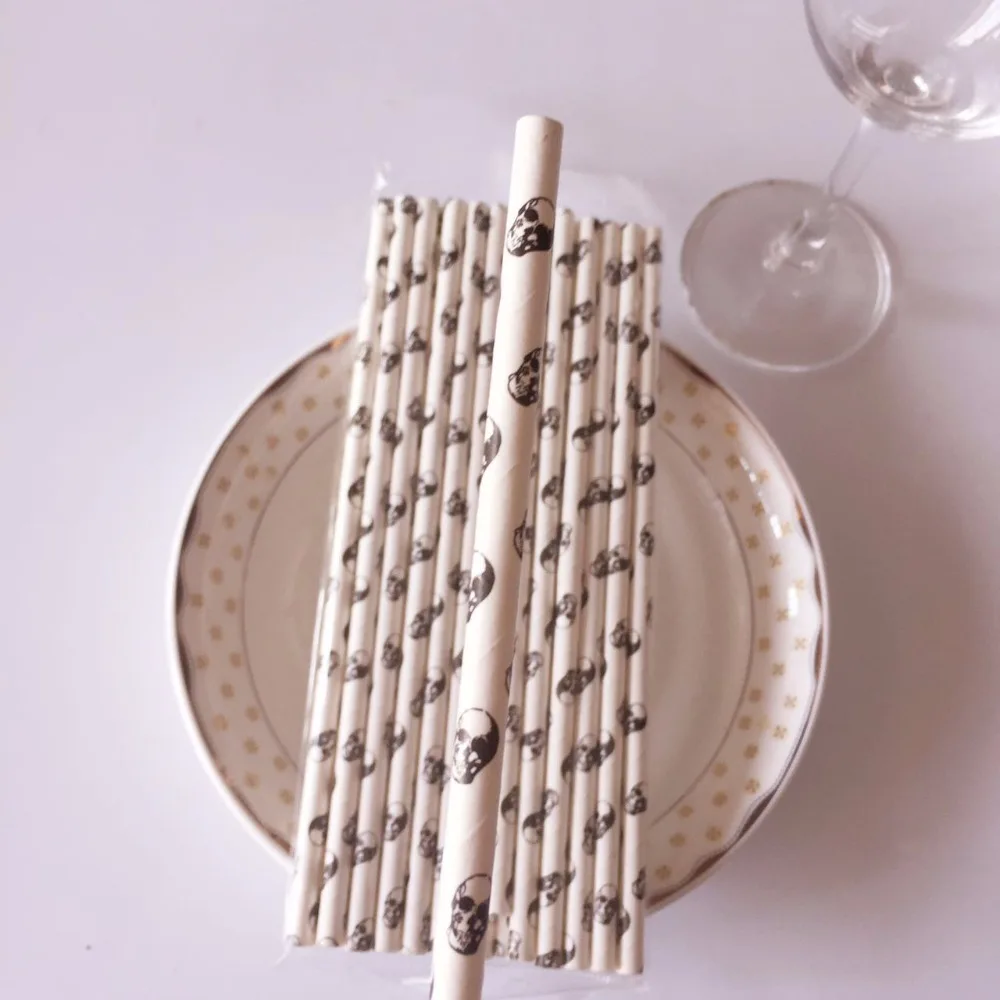 Бумажные экологически чистые соломинки для напитков 25 шт. узор в виде головы