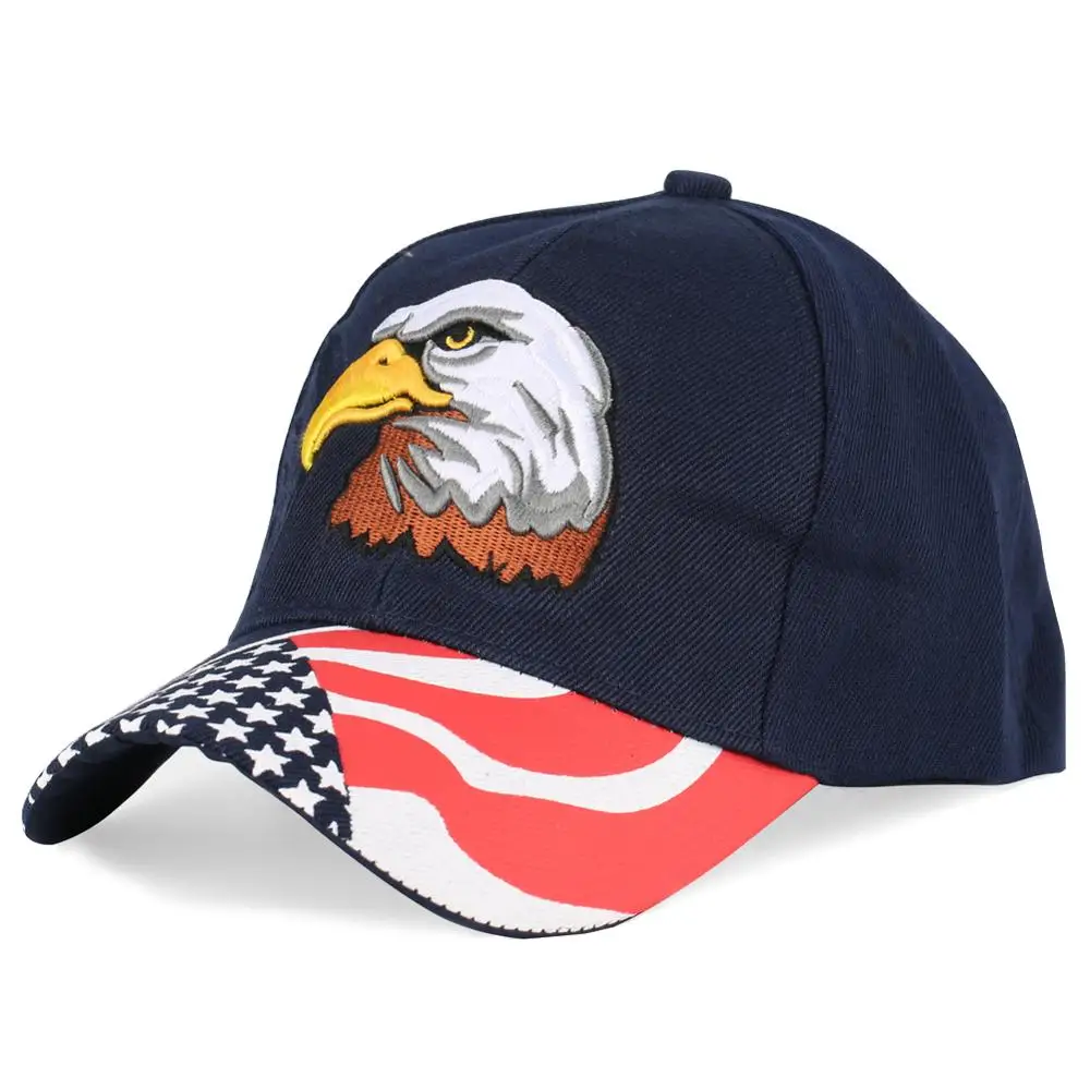 Мужская бейсболка с вышитым американским флагом Snapback шляпа папы костяная