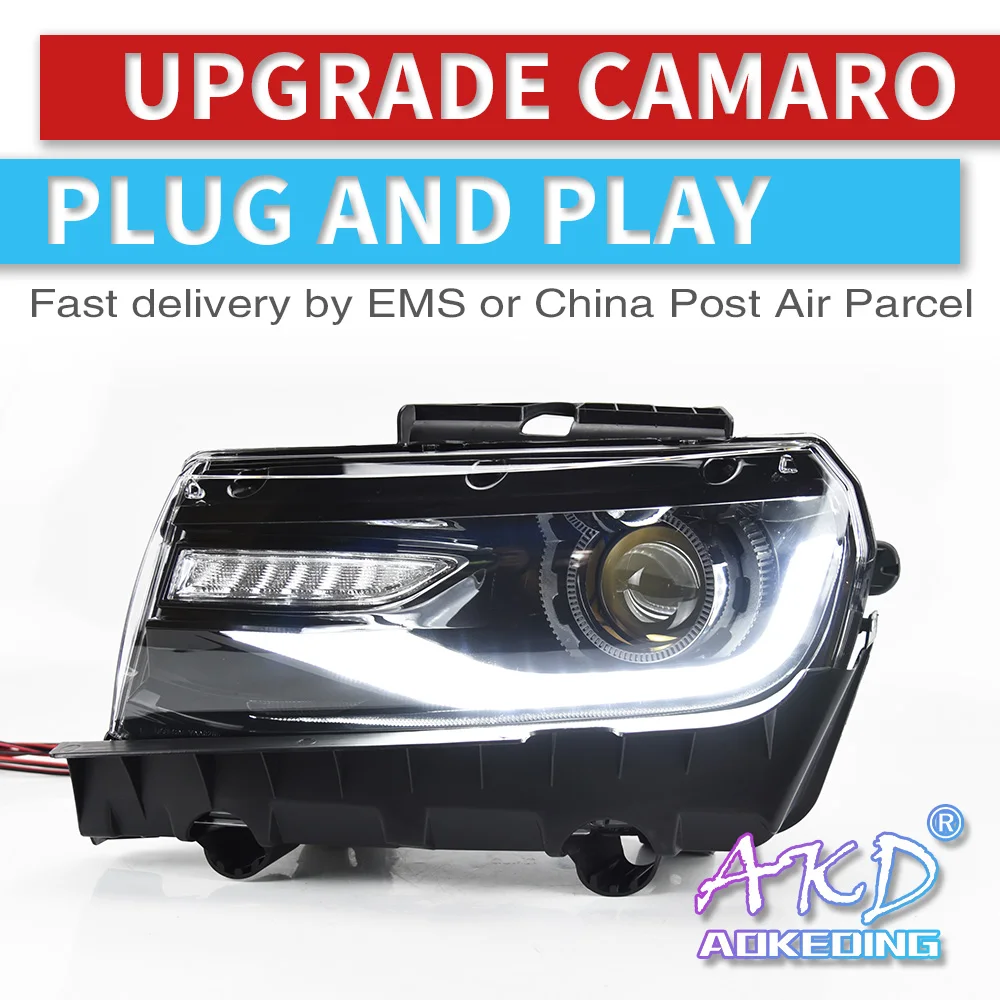 AKD Auto Styling für Chevrolet Camaro led scheinwerfer für Camaro 2014-2015 drl hid Bi-Xenon-Objektiv LED engel auge abblendlicht