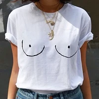 harajuku funny t shirt for women short sleeve titties boobs boobies print casual t shirt summer loose tops woman clothes