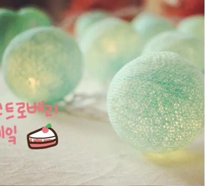 

20 balls Classical Bluish Light Green Cotton ball lamps in Thailand holiday lights led string Decoration living room