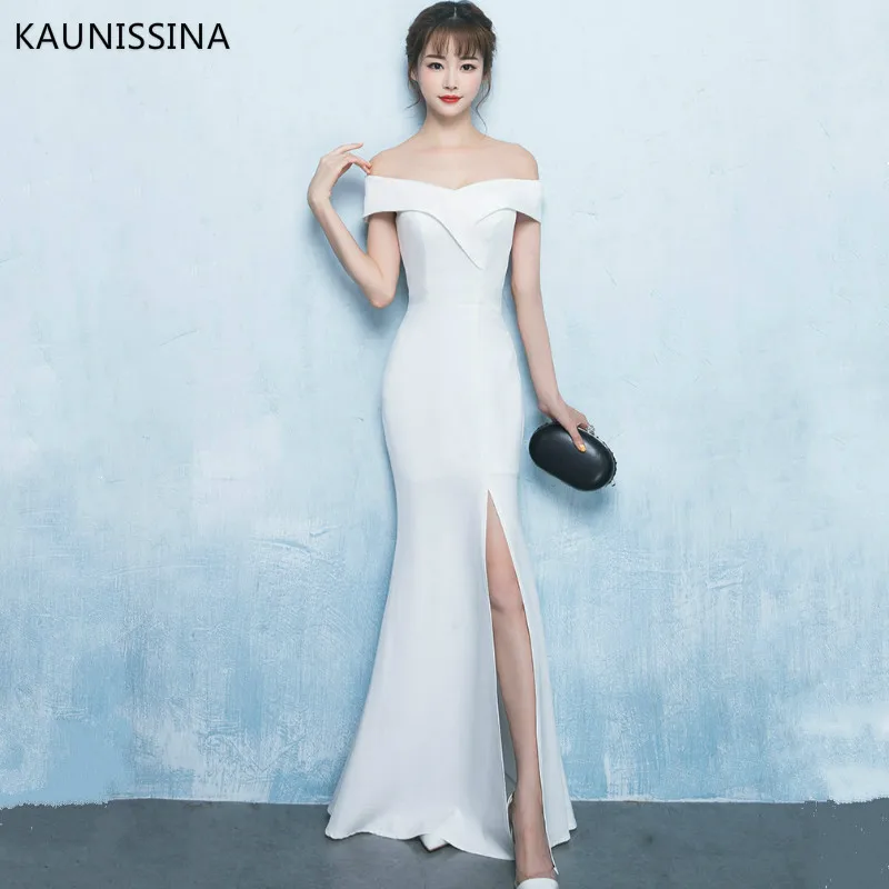 Женское вечернее платье с открытыми плечами KAUNISSINA Бордовое платье-русалка