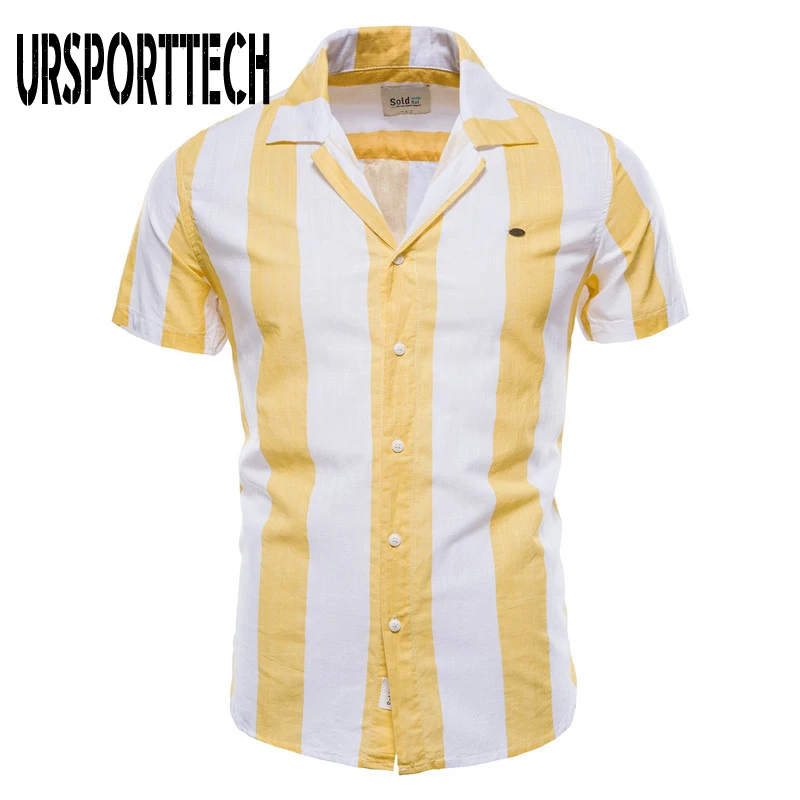 

URSPORTTECH New Fashion Men Shirt Short Sleeve Patchwork Shirt Men Blouse Plus Size Shirt Men Business Casual Slim Fit Clothing