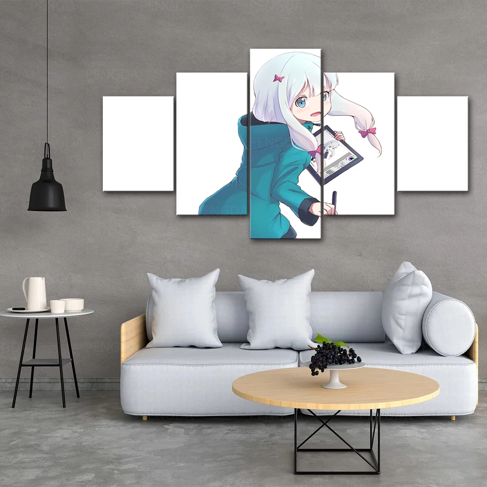 Домашнее украшение аниме для девочек Wall Art Холст Картина 5 Панель изображения HD