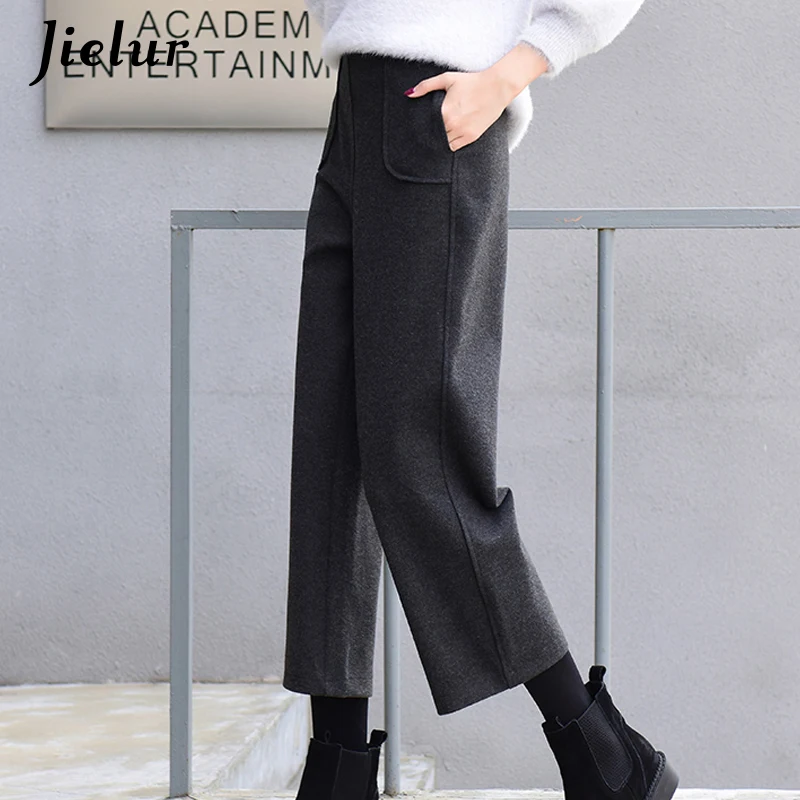 Jielur осеннее новые свободные женские брюки с высокой талией Элегантные широкие