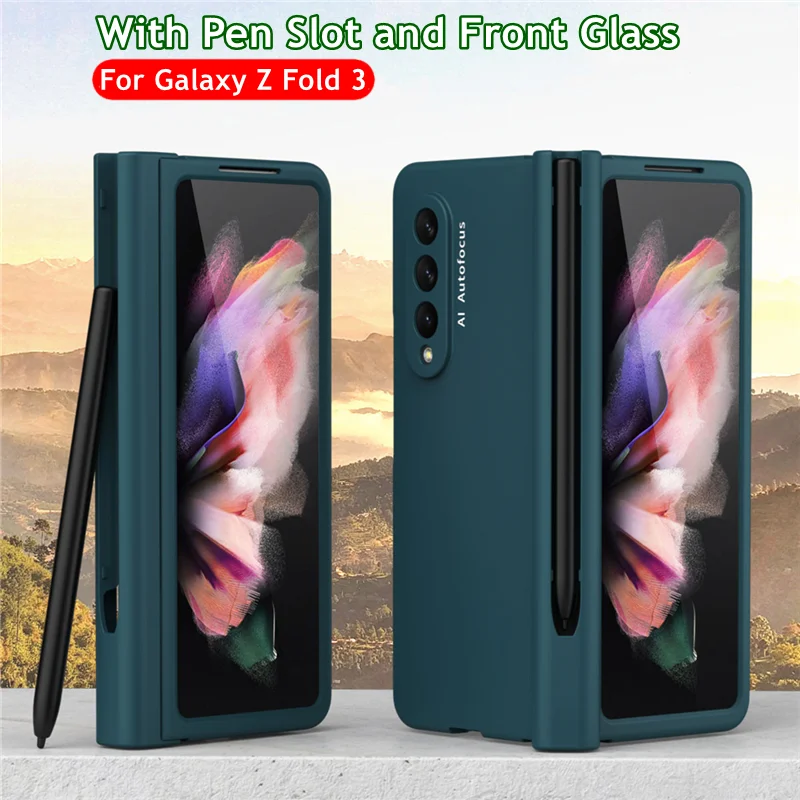 

Чехол для Samsung Galaxy Z Fold 3, Матовый Жесткий пластиковый Чехол со стеклом