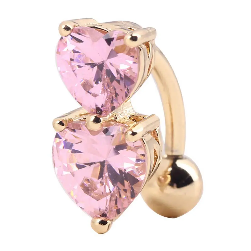 1 шт. цвета: золотистый пирсинг Для женщин сексуальные пупок штангой два сердца