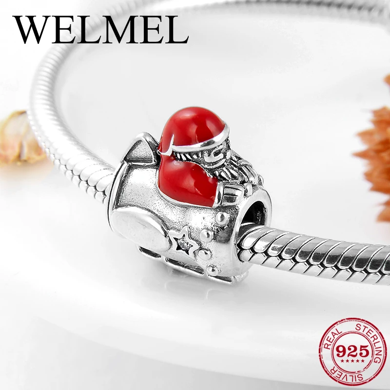 Рождественские подарки 925 пробы серебряные сани Санта Клаус эмалированные