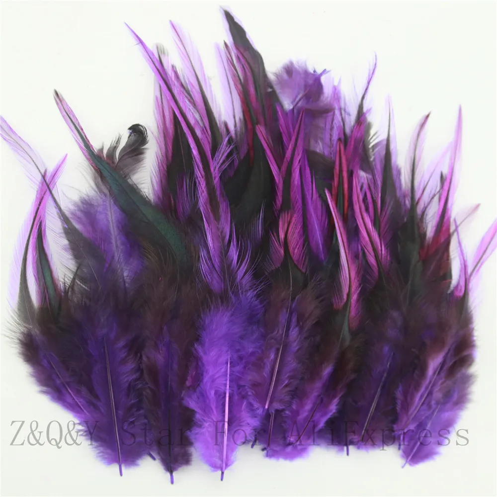 100 шт., крашеные фиолетовые фазаны с серебристыми краями и заостренными краями, для рукоделия, украшение из материала Ловец снов, перо