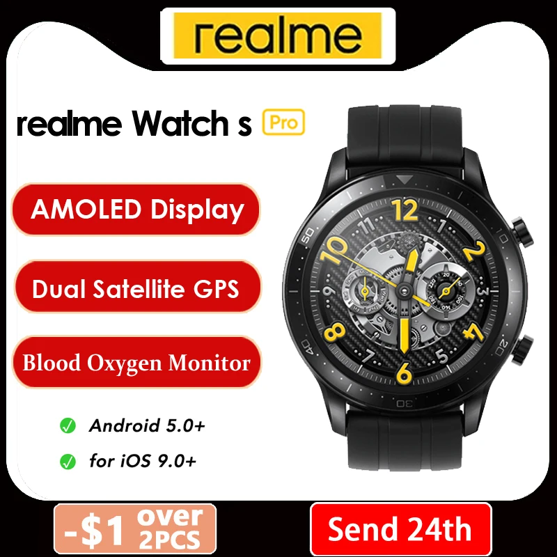 realme Watch S pro Smart 1.39”Always-On Display Powerful Dual Processor Satellite GPS Global Version For Android iOS | Электроника