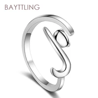 bayttling 925 sterling silver cute cat open ring for woman fashion gift jewelry couple ring