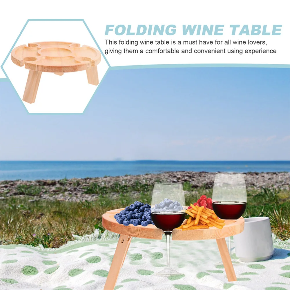 

1 pc Beach Table Practical Outdoor Folding Table (Log Color)