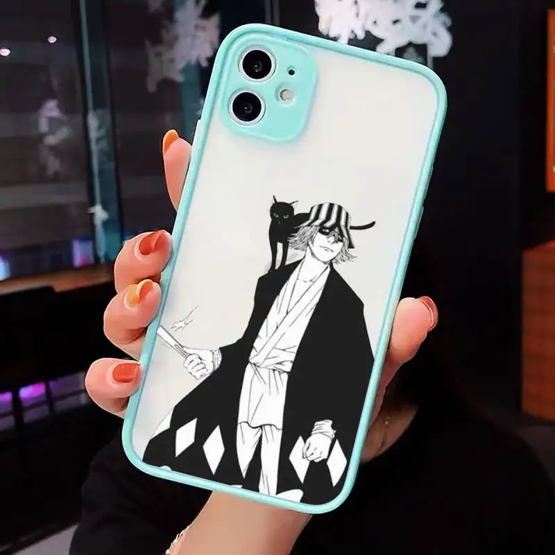 

Japanese anime Bleach Phone Case For iPhone 12 11 Mini Pro XR XS Max 7 8 Plus X Matte transparent blue Back Cover