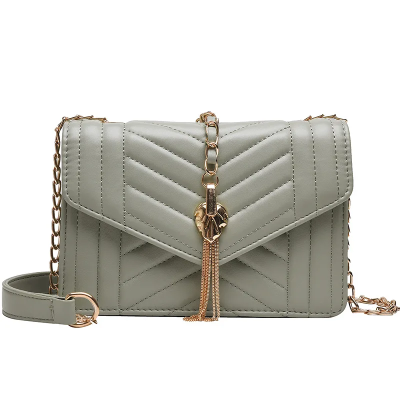 Зеленая сумка через плечо с кисточками для женщин Сумки из искусственной кожи