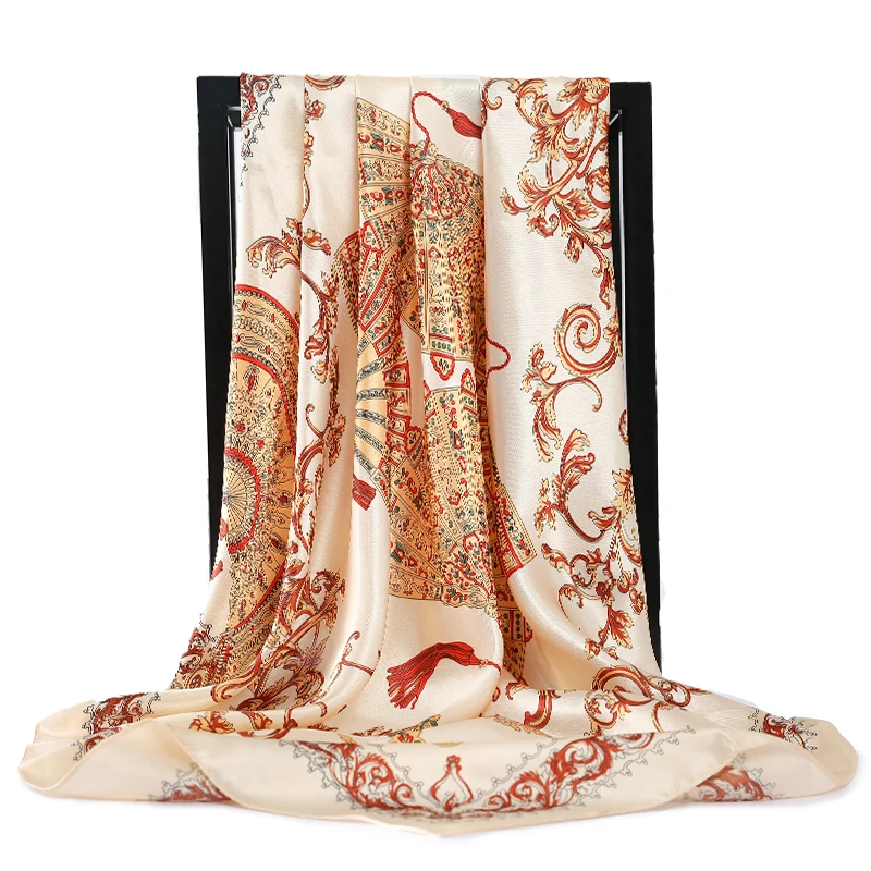 Классические квадратные женские шифоновые модные шелковые шарфы 90 см Офисная