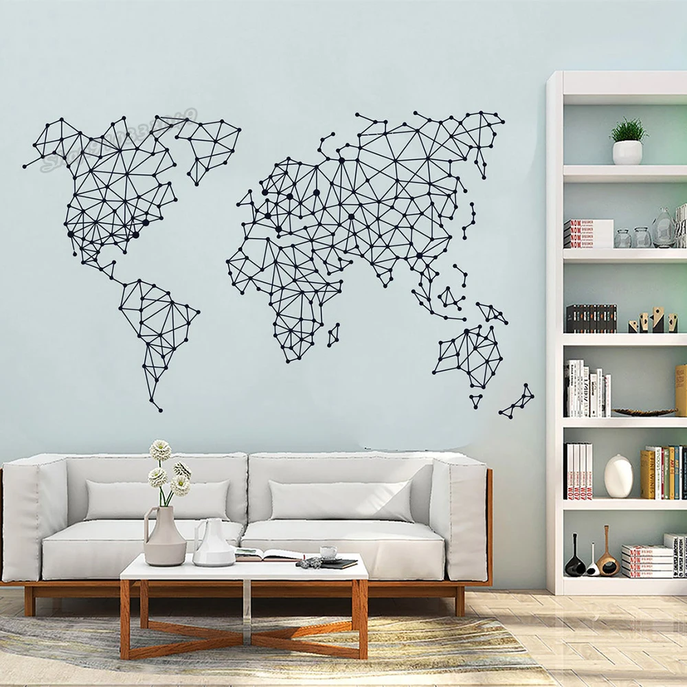 Карта мира дым Наклейки на стены геометрический художественное изображение