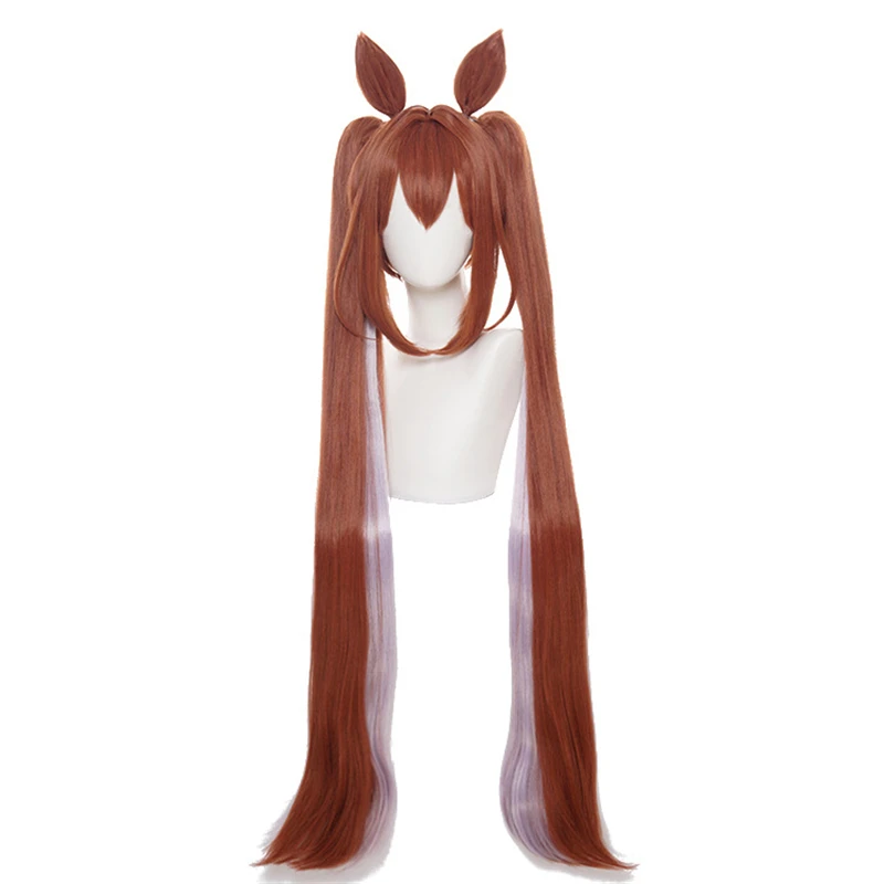 

Парик для косплея апельсинового и красного цвета с челкой для конского хвоста