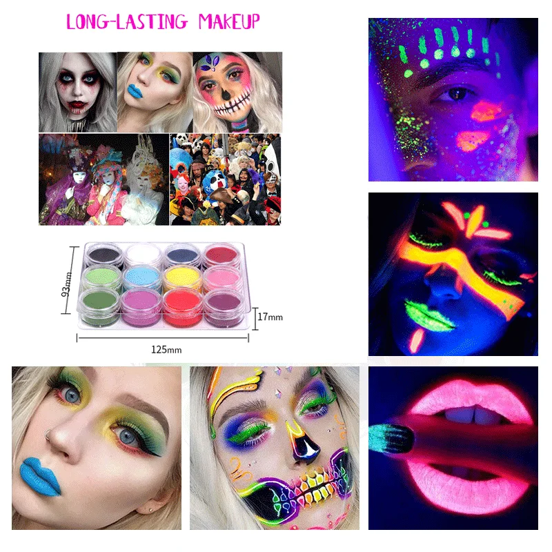 

12 Colors Mix/set Neon Loose Powder Eyeshadow Pigment Matte Mineral Spangle Nail Powder Make Up Shimmer Shining Eye Shadow