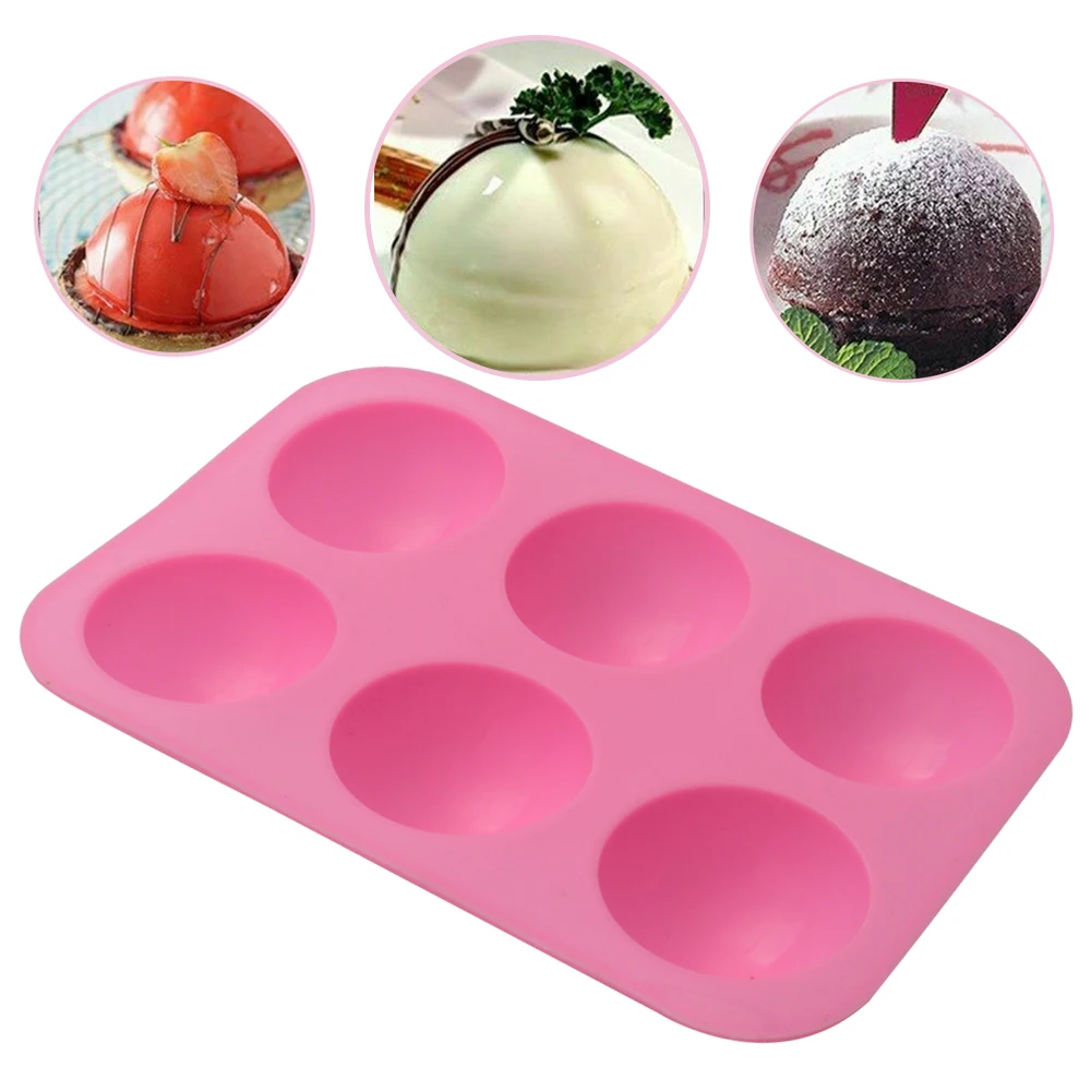 

3D 6-Holes Half Ball Silicone Chocolate Mold Sphere Cake Baking Mold
