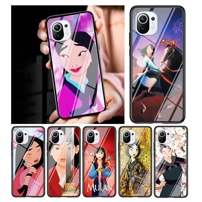

Disney Princess MuLan for Xiaomi Mi 11 Ultra Lite 10T Note 10 9T Pro CC9 CC9E 5G Luxury Tempered Glass Phone Case Cover