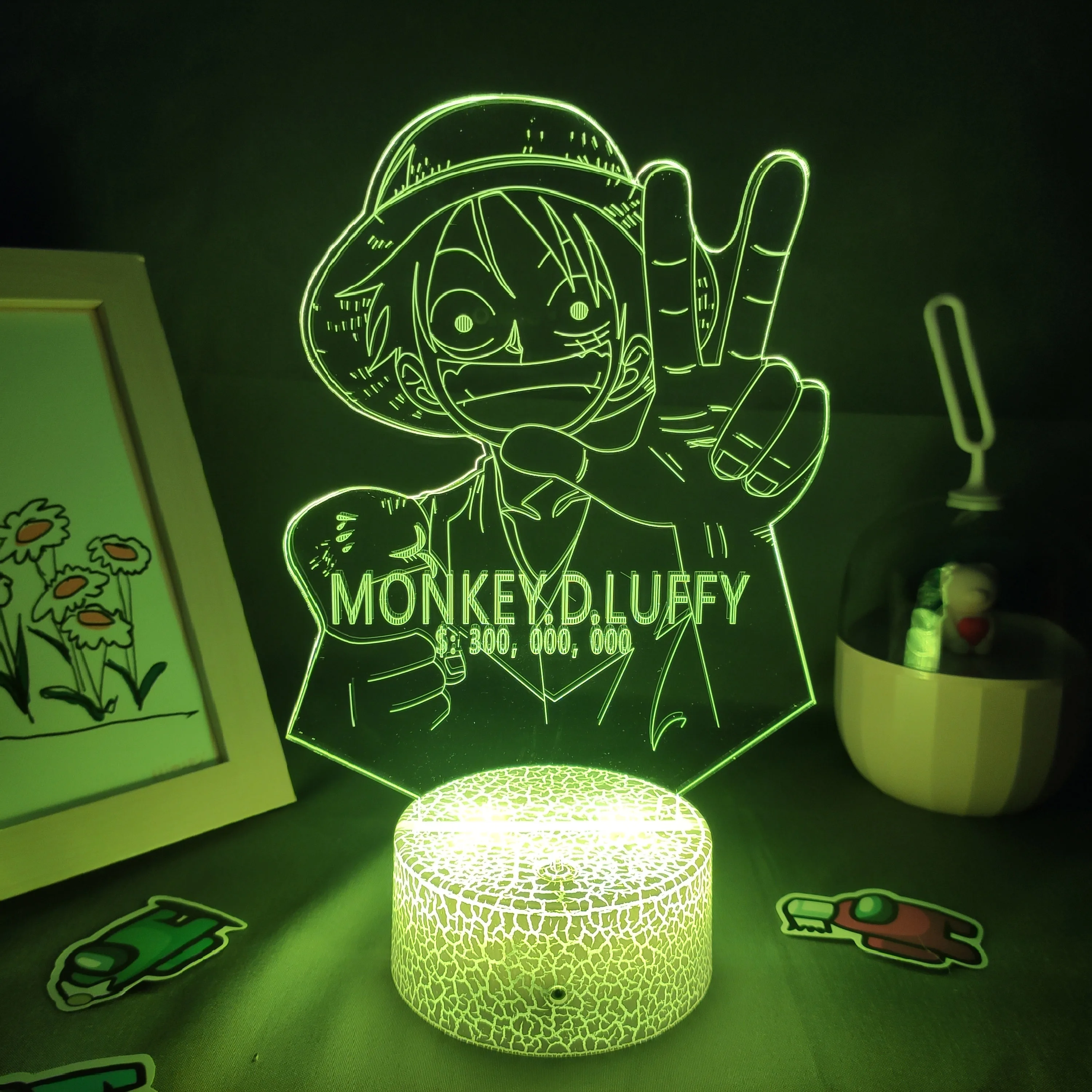 

One Piece Figure Monkey D Luffy Anime RGB Led Illusion Night Lights Colorful Gifts For Friends 3D Lava Lamps Bedroom Manga Decor