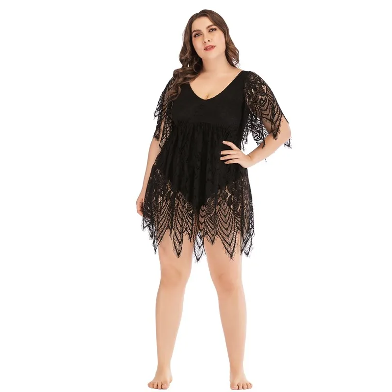 WOMENS ONE PIECE SWIMSUIT PLUS SIZE TANKINI SWIMDRESS BLACK SWIMWEAR