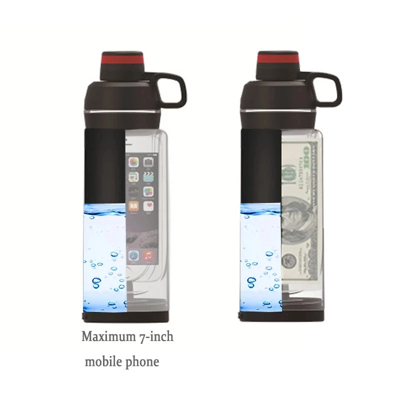 

Diversion Water Bottle with Phone Pocket Secret Stash Pill Organizer Can Safe Plastic Tumbler & Hiding Spot for Money Bonus Tool