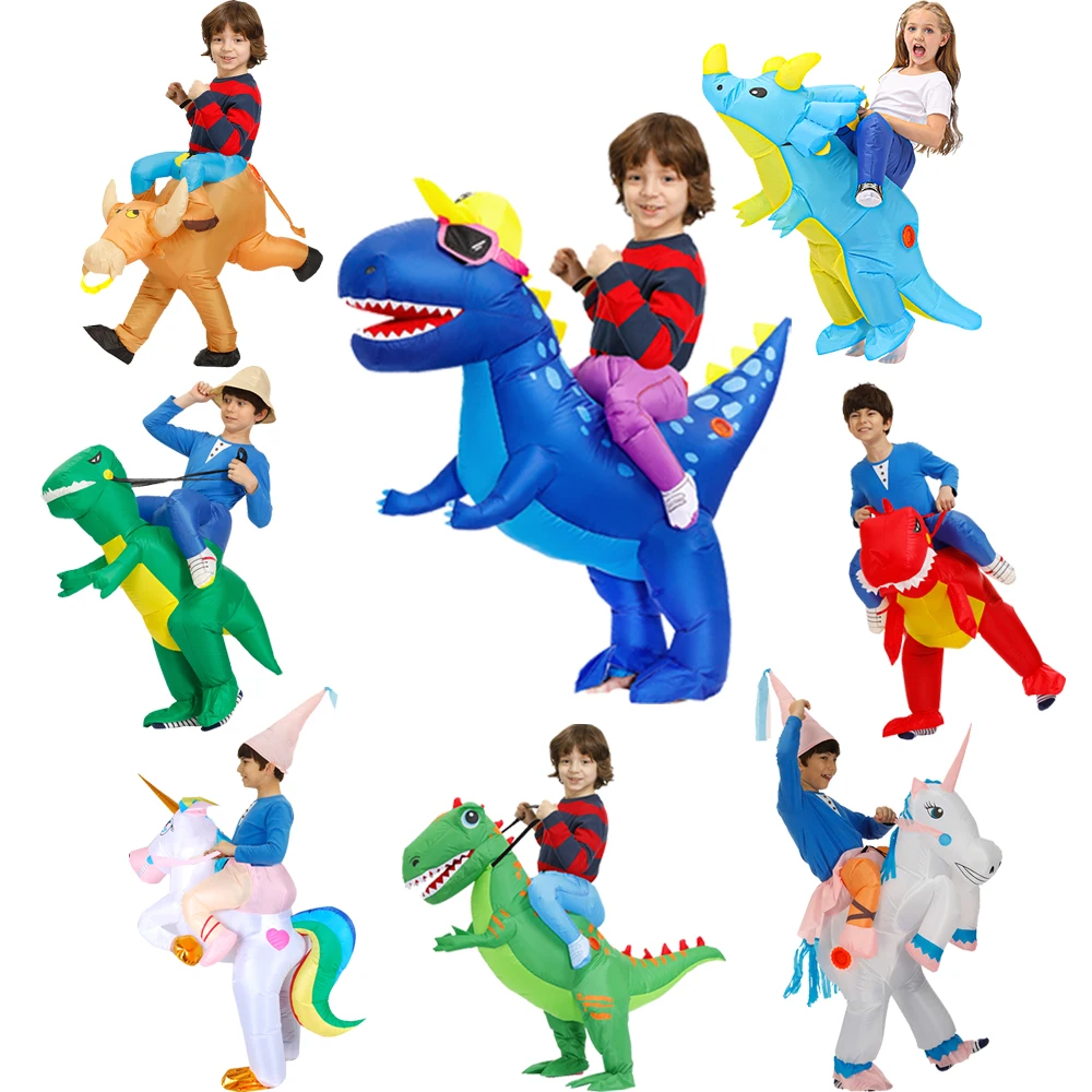 Kids Carnival Dinosaur Inflatable Costume for Boy Girls Unicorn Halloween Cosplay Dress Christmas Party Costumes Suits