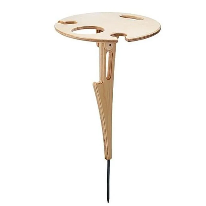 

Outdoor Portable Wine Table With Foldable Round Desktop 1pc Folding Outdoor Wooden Wine Table Table Mini Picnic Z7M9