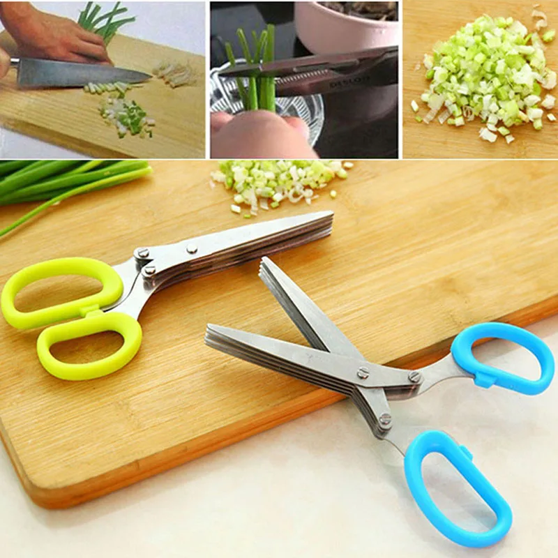 Маленькие и удобные кухонные ножницы из нержавеющей стали ребристые зеленые для