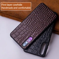 luxury cowhide phone case for huawei p10 p20 mate 9 10 20 pro lite case crocodile texture cover for honor 8x 9 10 lite fitted