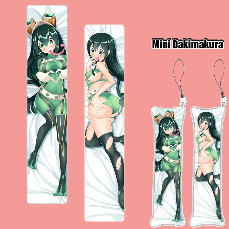 Japan Anime My Hero Academia Girl Mini Dakimakura Pillow Keychain Hanging Male/Female Phone Strap Pendant Charm Otaku Gift |