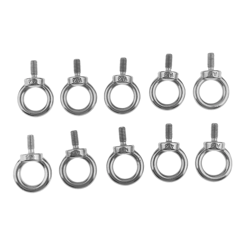 

10pcs Eyes Bolts M6 Metric Threaded Marine Grade Boat Stainless Steel Lifting