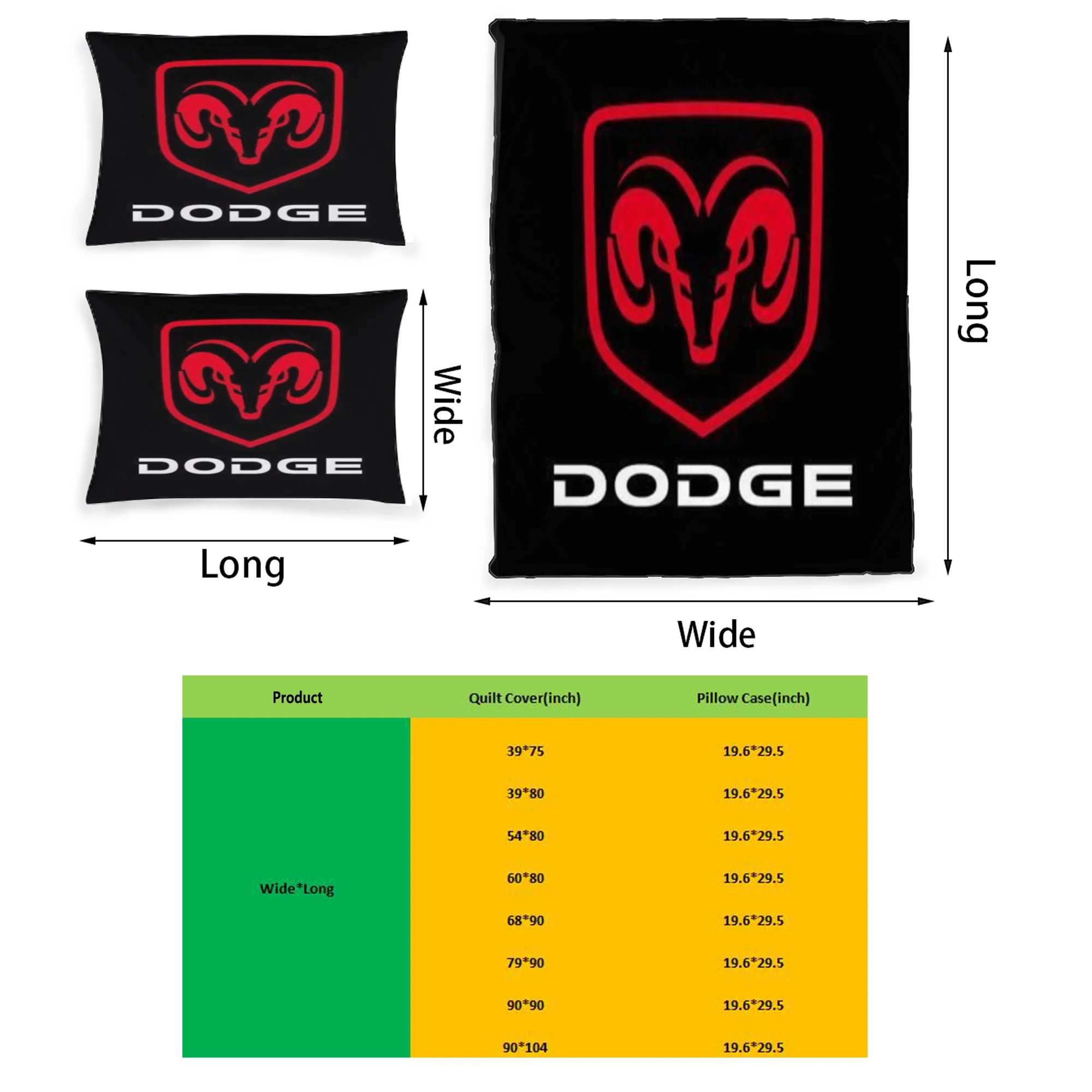 

Dodges Printed Bedding Set Pattern Printing Polyester Quilt Cover Set 3 Pieces Quilt Cover Pillow Cover Set