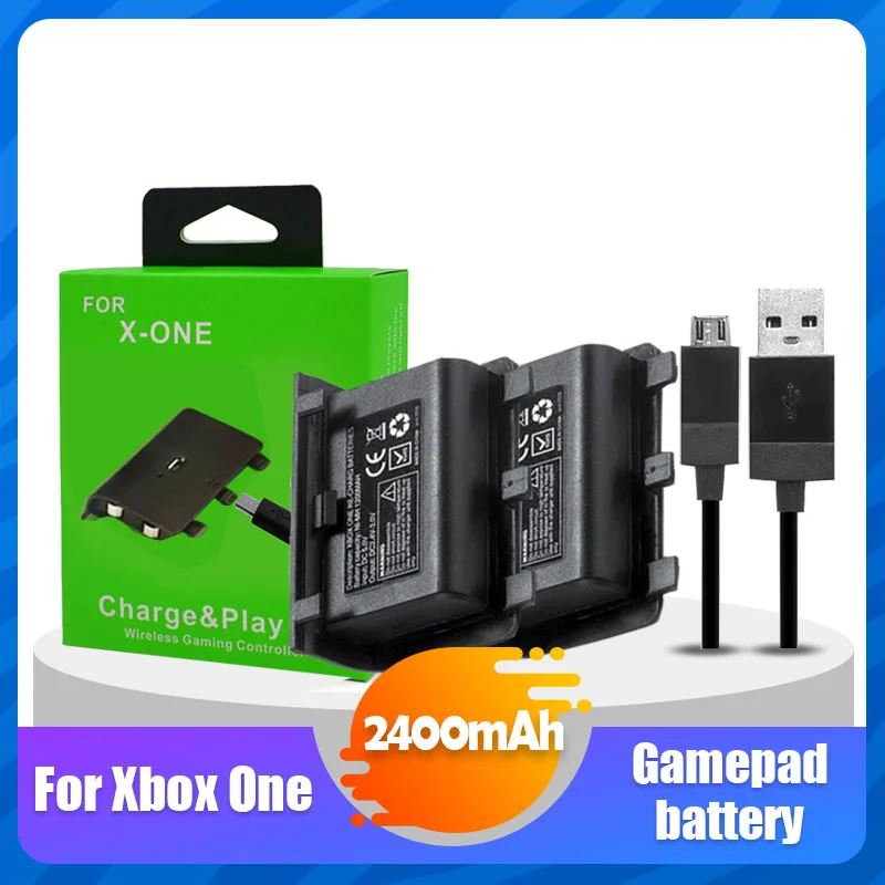 Аккумулятор 2400 мА ч 2 шт./компл. с USB-кабелем для геймпада XBOX ONE | Электроника