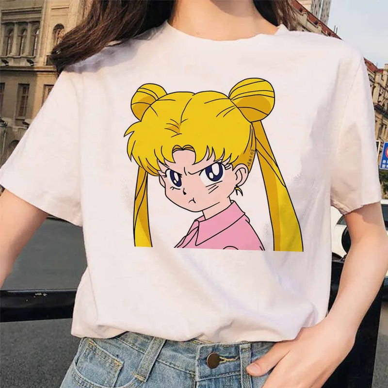 

Sailor Moon 90s funny T Shirt Harajuku clothes Tshirt Aesthetic cat Anime Women Cute Female T-shirt Kawaii Tees Fashion Ullzang