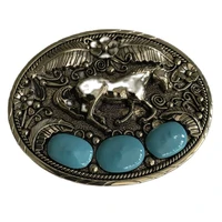 retail 2021 new high quality oval silver horse metal belt buckle for fashion mens belts accessories for 4cm wide belt
