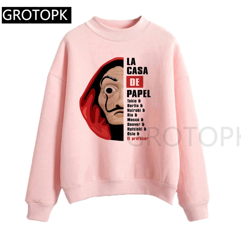 La Casa De Papel Women Hooded Funny Design Lady Money Heist Hoody Tv Series House Of Paper Sweatershirt Top | Женская одежда