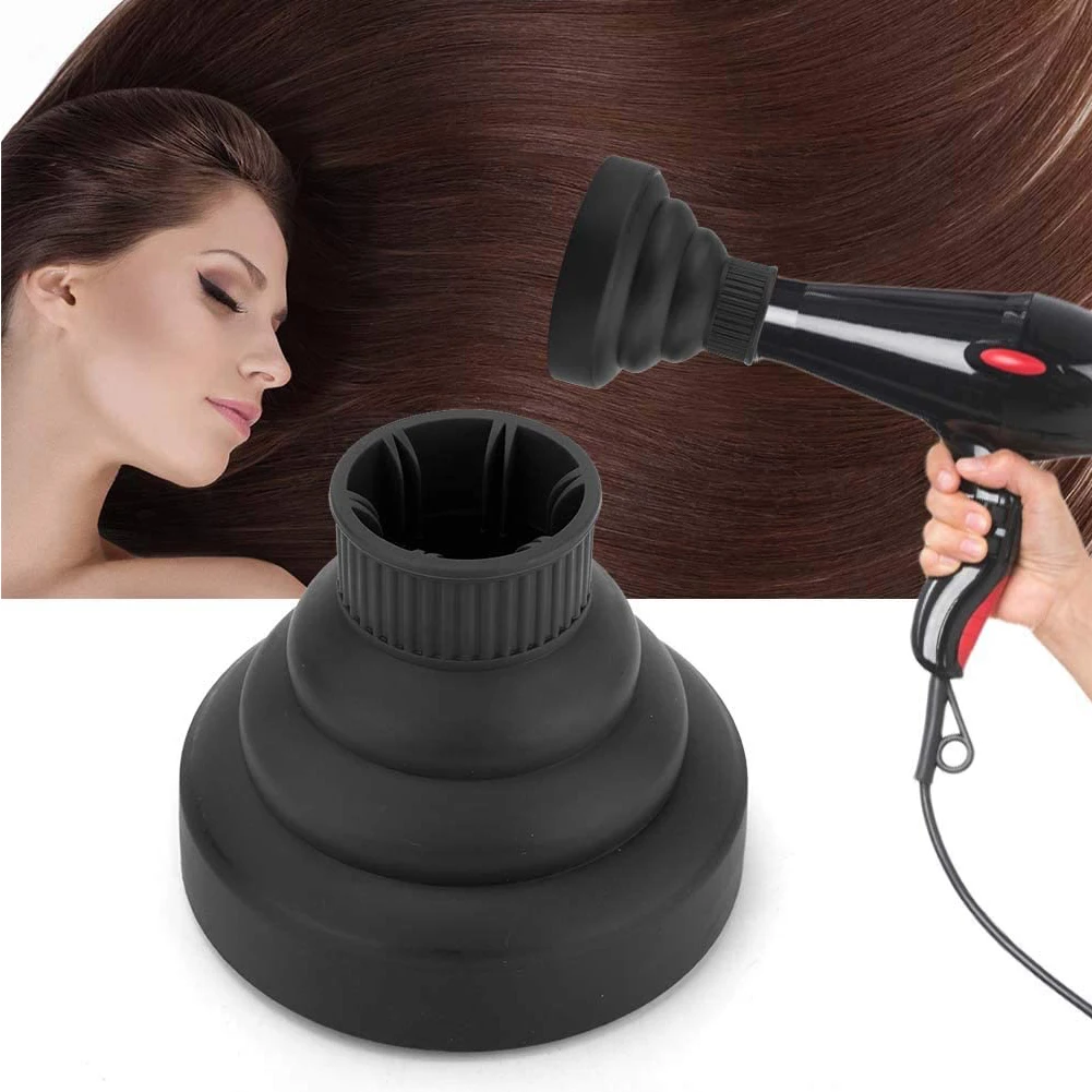 

Hair Dryer Diffuser Cover Adaptable Telescopic Folding High Temperature Resistant Silicone Black for Blow Dryers